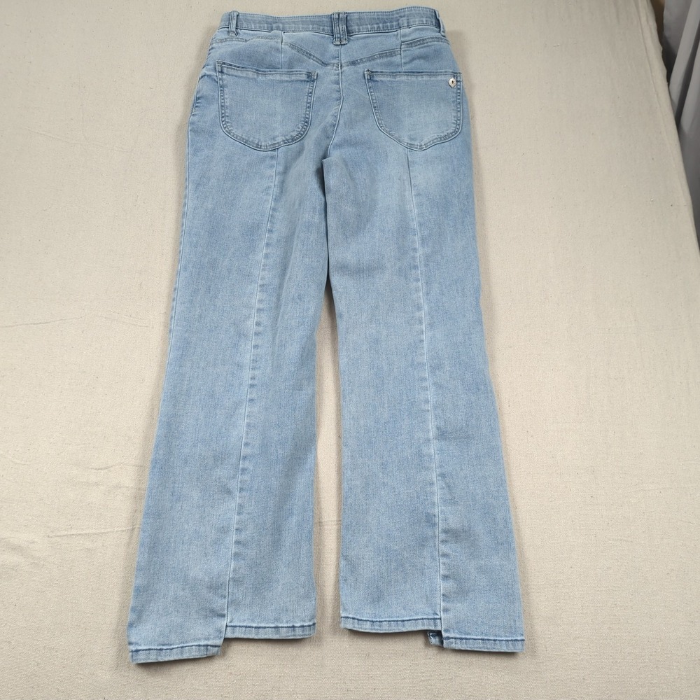 Democracy Jeans Womens 10 Blue Ab Solution Skyrise Step Hem Wide Leg Light Wash - Picture 12 of 15